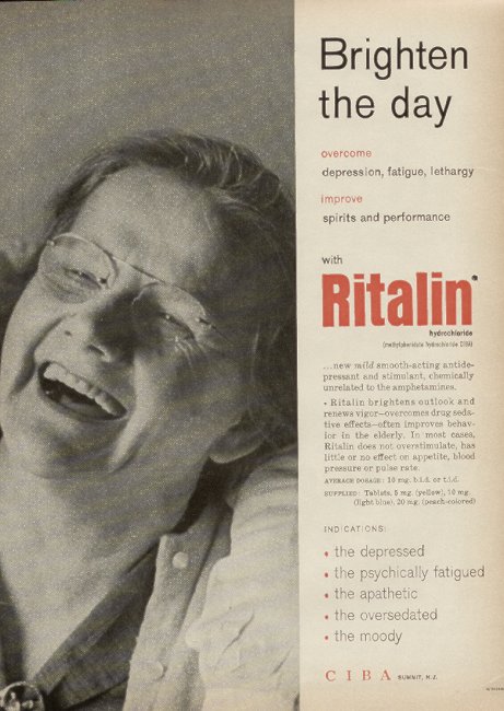 A vintage advertisement for antidepressant